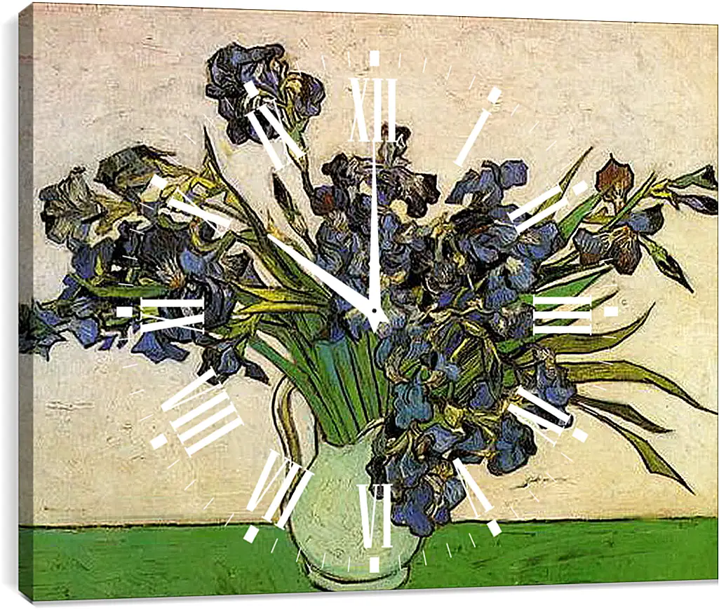 Часы картина - Still Life Vase with Irises. Винсент Ван Гог