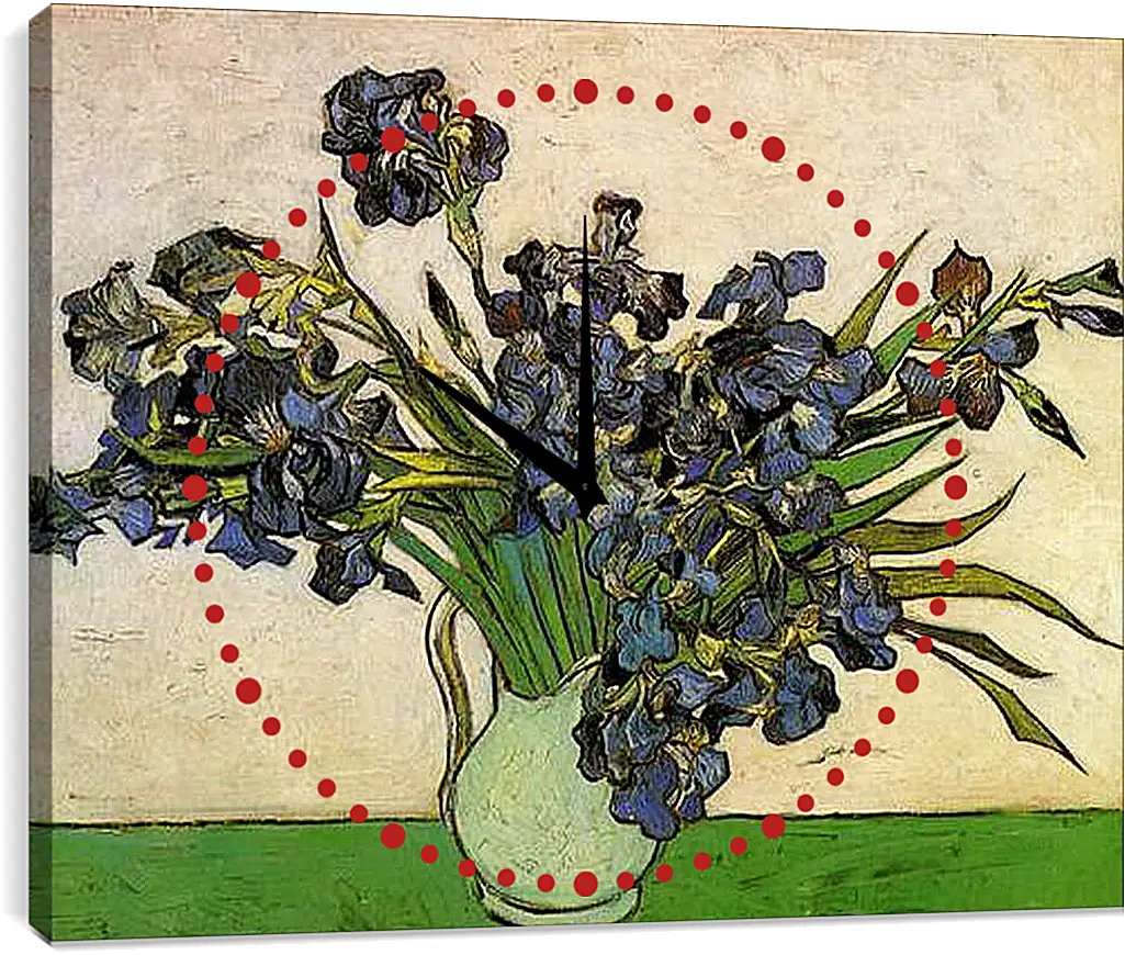 Часы картина - Still Life Vase with Irises. Винсент Ван Гог