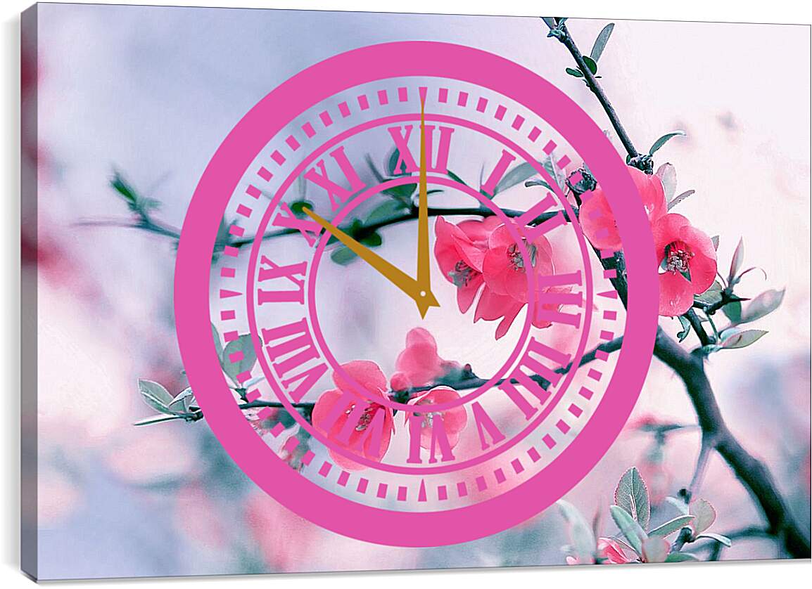 Часы картина - Цветы вишни
