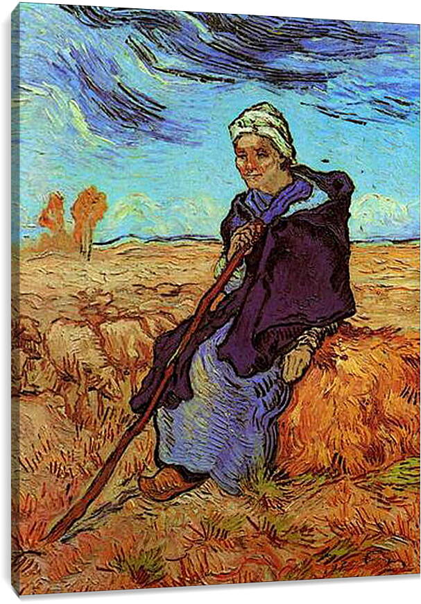 Постер и плакат - Shepherdess, The after Millet. Винсент Ван Гог
