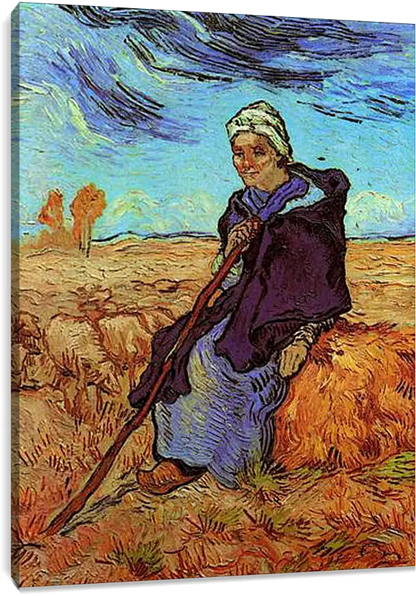 Постер и плакат - Shepherdess, The after Millet. Винсент Ван Гог
