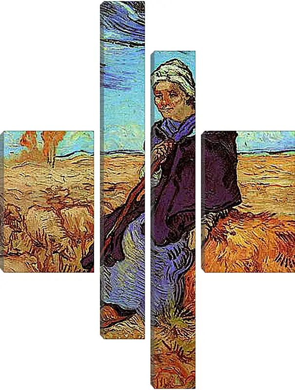 Модульная картина - Shepherdess, The after Millet. Винсент Ван Гог