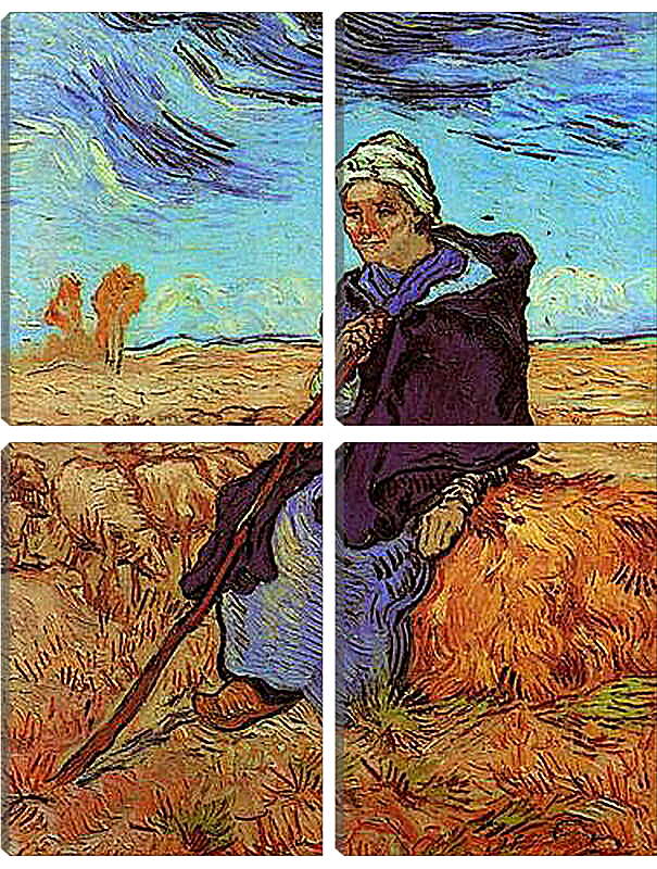 Модульная картина - Shepherdess, The after Millet. Винсент Ван Гог
