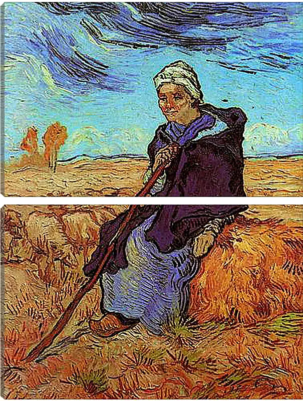 Модульная картина - Shepherdess, The after Millet. Винсент Ван Гог