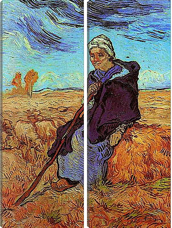 Модульная картина - Shepherdess, The after Millet. Винсент Ван Гог