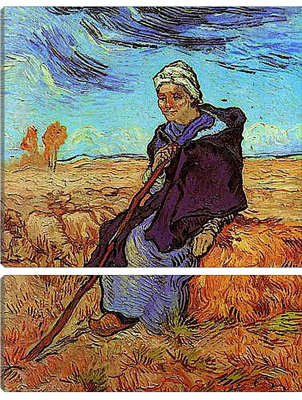 Модульная картина - Shepherdess, The after Millet. Винсент Ван Гог