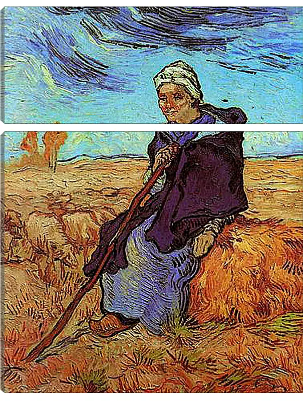 Модульная картина - Shepherdess, The after Millet. Винсент Ван Гог