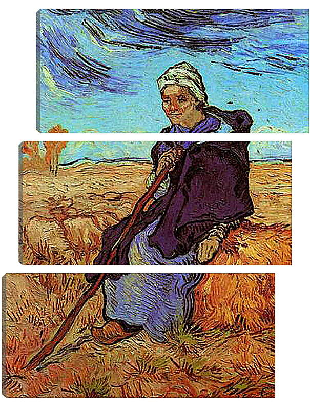 Модульная картина - Shepherdess, The after Millet. Винсент Ван Гог
