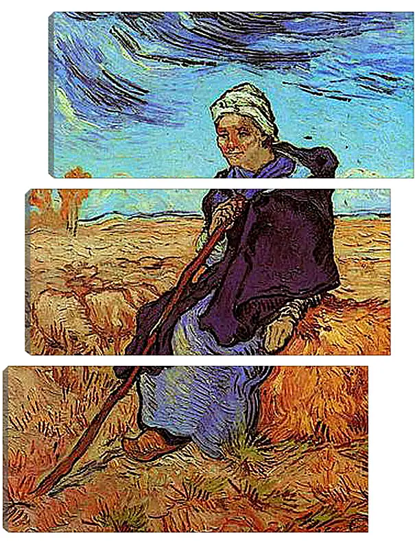 Модульная картина - Shepherdess, The after Millet. Винсент Ван Гог