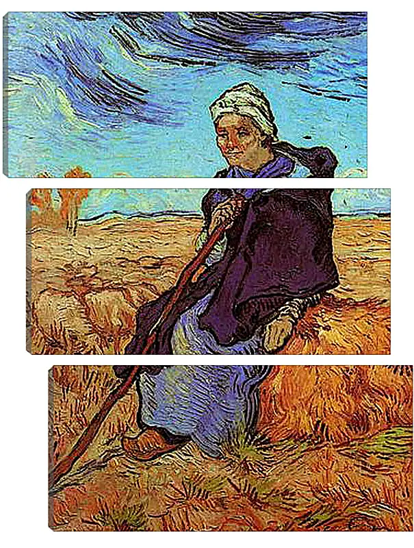 Модульная картина - Shepherdess, The after Millet. Винсент Ван Гог