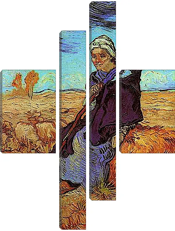 Модульная картина - Shepherdess, The after Millet. Винсент Ван Гог