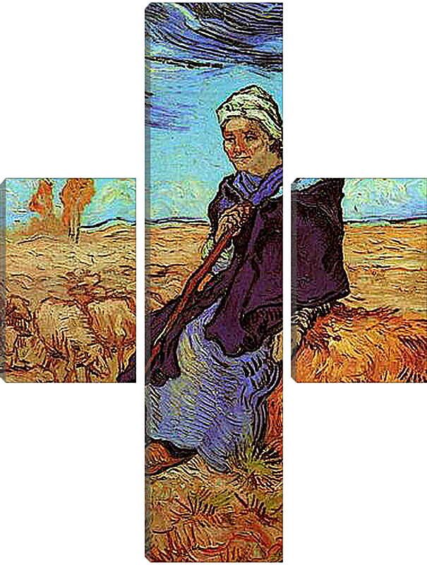 Модульная картина - Shepherdess, The after Millet. Винсент Ван Гог