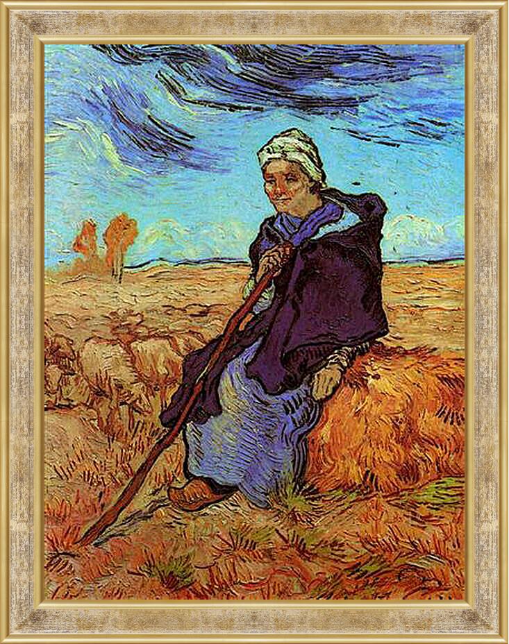 Картина в раме - Shepherdess, The after Millet. Винсент Ван Гог
