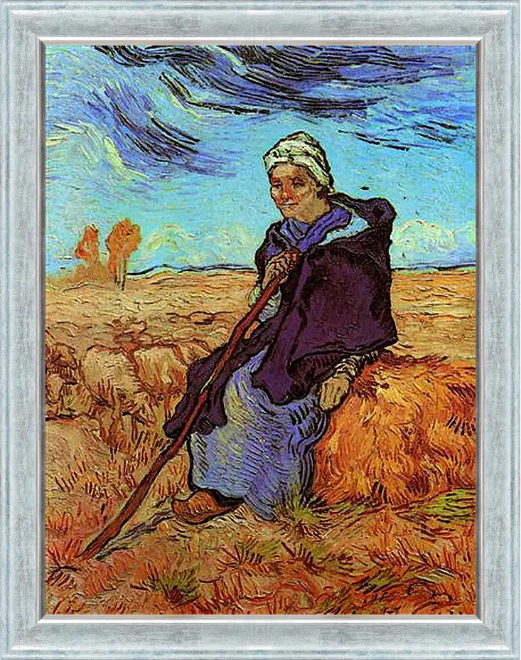 Картина в раме - Shepherdess, The after Millet. Винсент Ван Гог