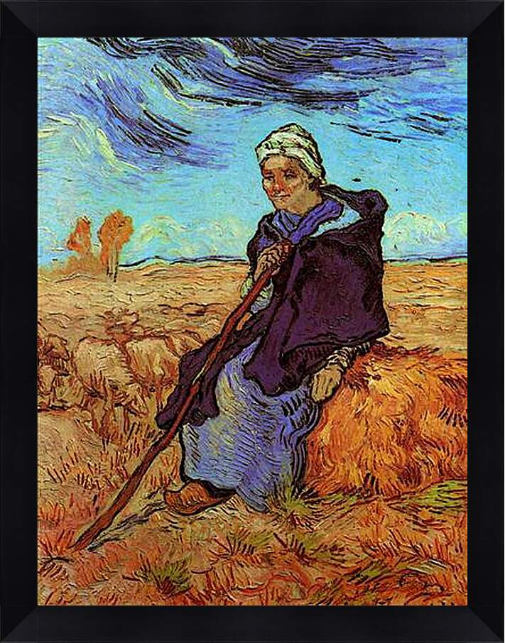 Картина в раме - Shepherdess, The after Millet. Винсент Ван Гог
