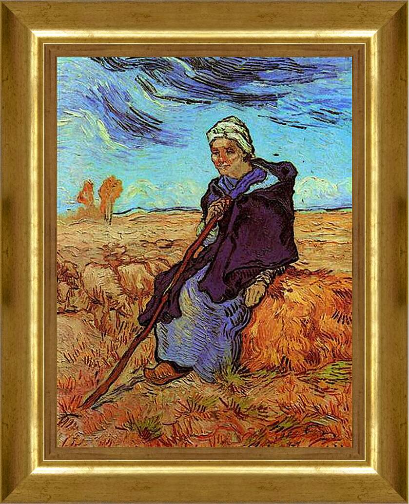Картина в раме - Shepherdess, The after Millet. Винсент Ван Гог
