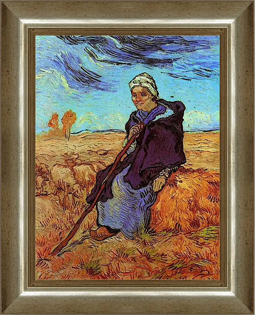 Картина в раме - Shepherdess, The after Millet. Винсент Ван Гог
