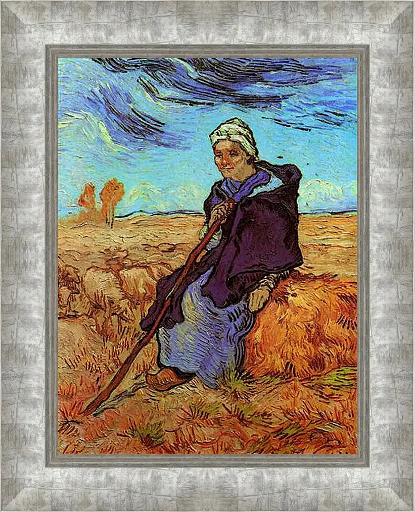 Картина в раме - Shepherdess, The after Millet. Винсент Ван Гог
