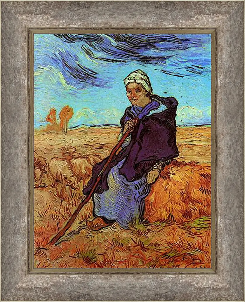 Картина в раме - Shepherdess, The after Millet. Винсент Ван Гог