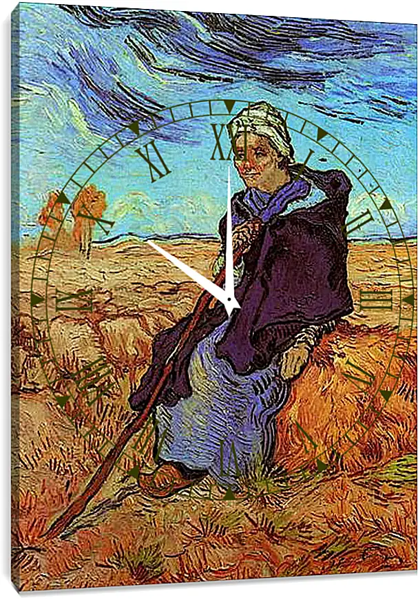 Часы картина - Shepherdess, The after Millet. Винсент Ван Гог