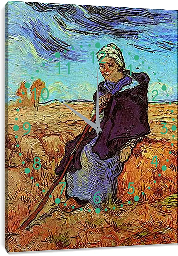 Часы картина - Shepherdess, The after Millet. Винсент Ван Гог
