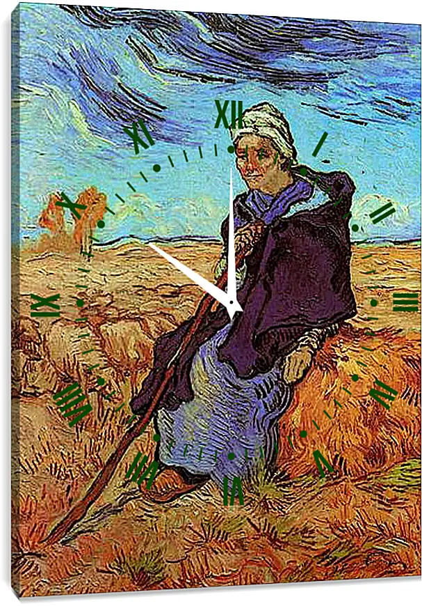 Часы картина - Shepherdess, The after Millet. Винсент Ван Гог