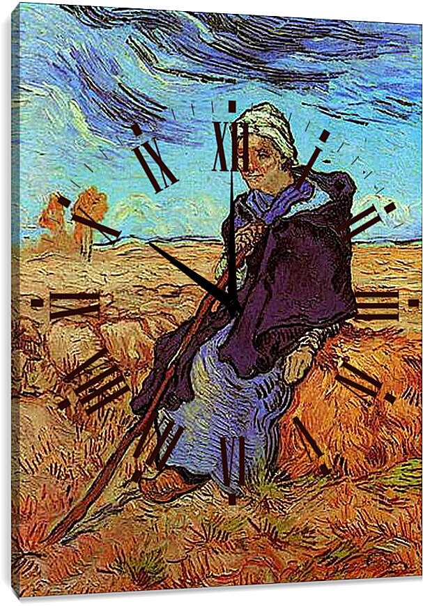 Часы картина - Shepherdess, The after Millet. Винсент Ван Гог