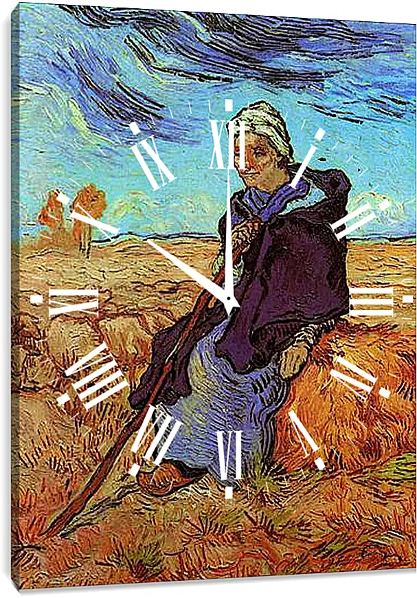 Часы картина - Shepherdess, The after Millet. Винсент Ван Гог