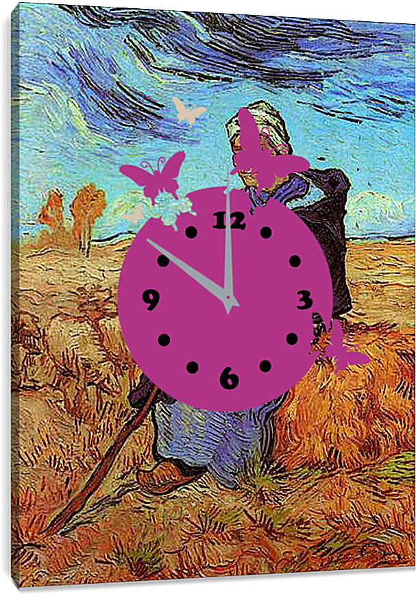 Часы картина - Shepherdess, The after Millet. Винсент Ван Гог
