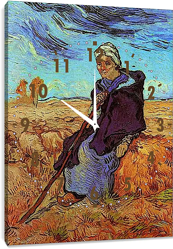 Часы картина - Shepherdess, The after Millet. Винсент Ван Гог