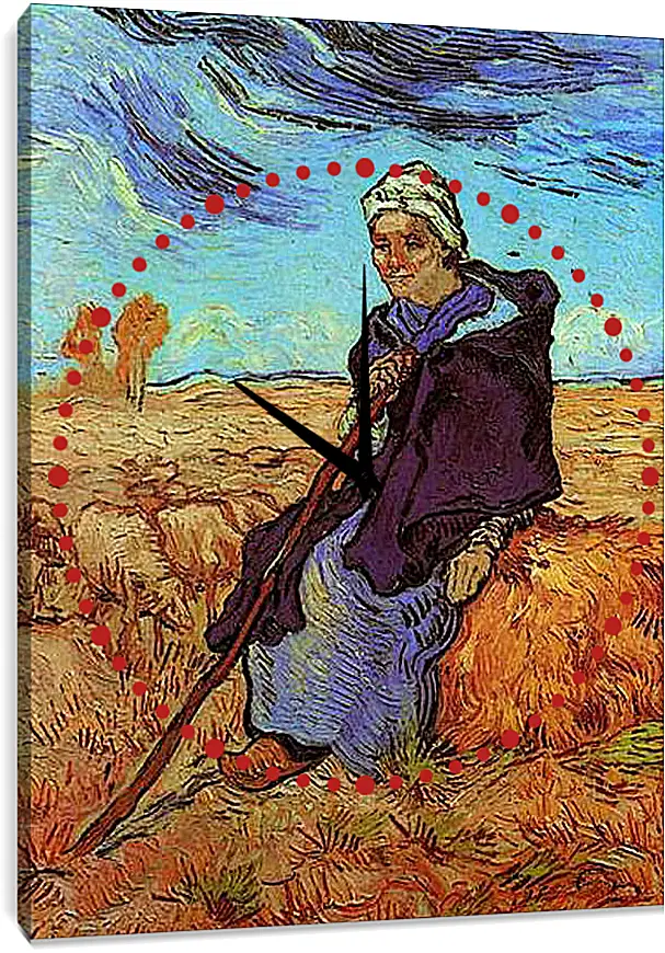 Часы картина - Shepherdess, The after Millet. Винсент Ван Гог