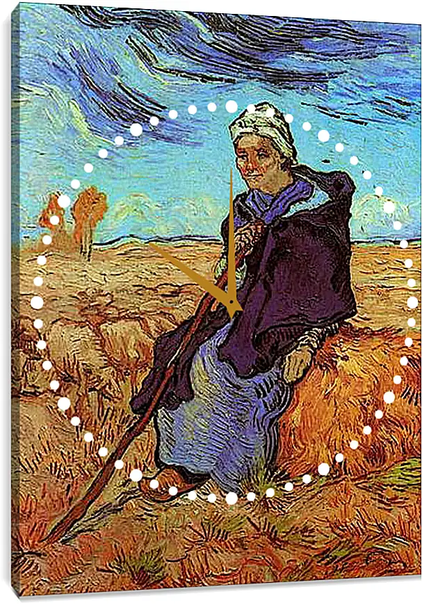 Часы картина - Shepherdess, The after Millet. Винсент Ван Гог