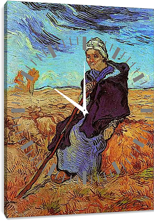 Часы картина - Shepherdess, The after Millet. Винсент Ван Гог