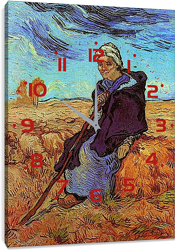 Часы картина - Shepherdess, The after Millet. Винсент Ван Гог