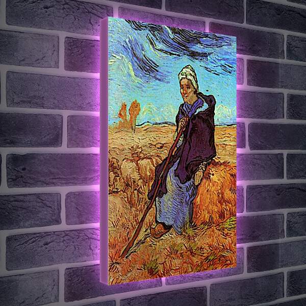 Лайтбокс световая панель - Shepherdess, The after Millet. Винсент Ван Гог