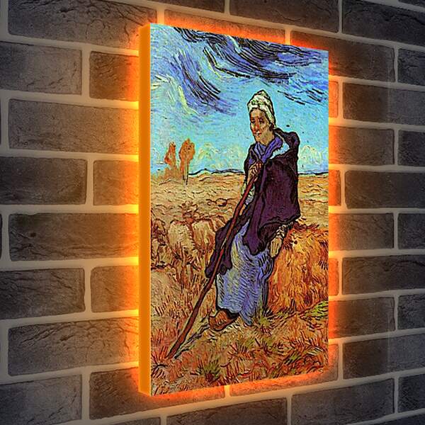 Лайтбокс световая панель - Shepherdess, The after Millet. Винсент Ван Гог
