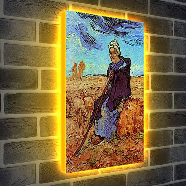 Лайтбокс световая панель - Shepherdess, The after Millet. Винсент Ван Гог
