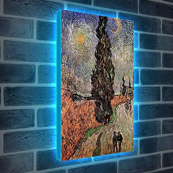 Лайтбокс световая панель - Road with Cypress and Star. Винсент Ван Гог