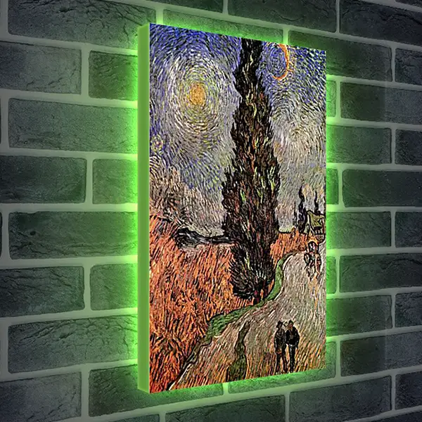 Лайтбокс световая панель - Road with Cypress and Star. Винсент Ван Гог