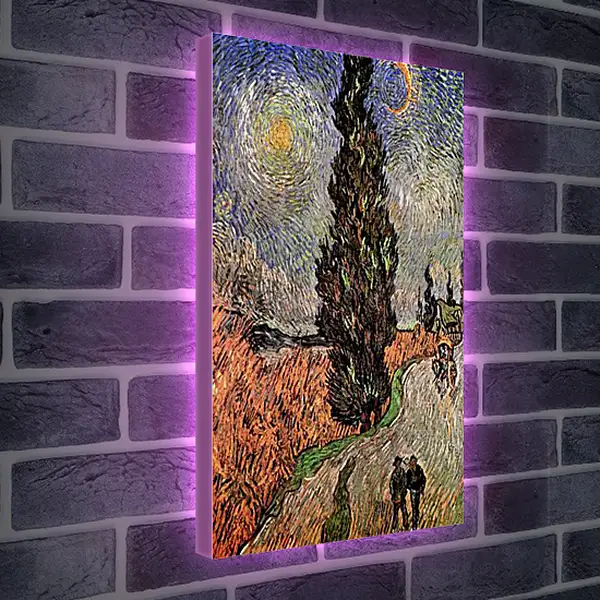 Лайтбокс световая панель - Road with Cypress and Star. Винсент Ван Гог