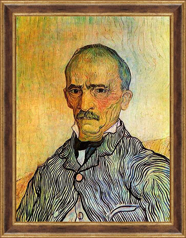 Картина в раме - Portrait of Trabuc, an Attendant at Saint-Paul Hospital. Винсент Ван Гог
