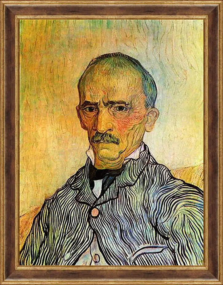 Картина в раме - Portrait of Trabuc, an Attendant at Saint-Paul Hospital. Винсент Ван Гог