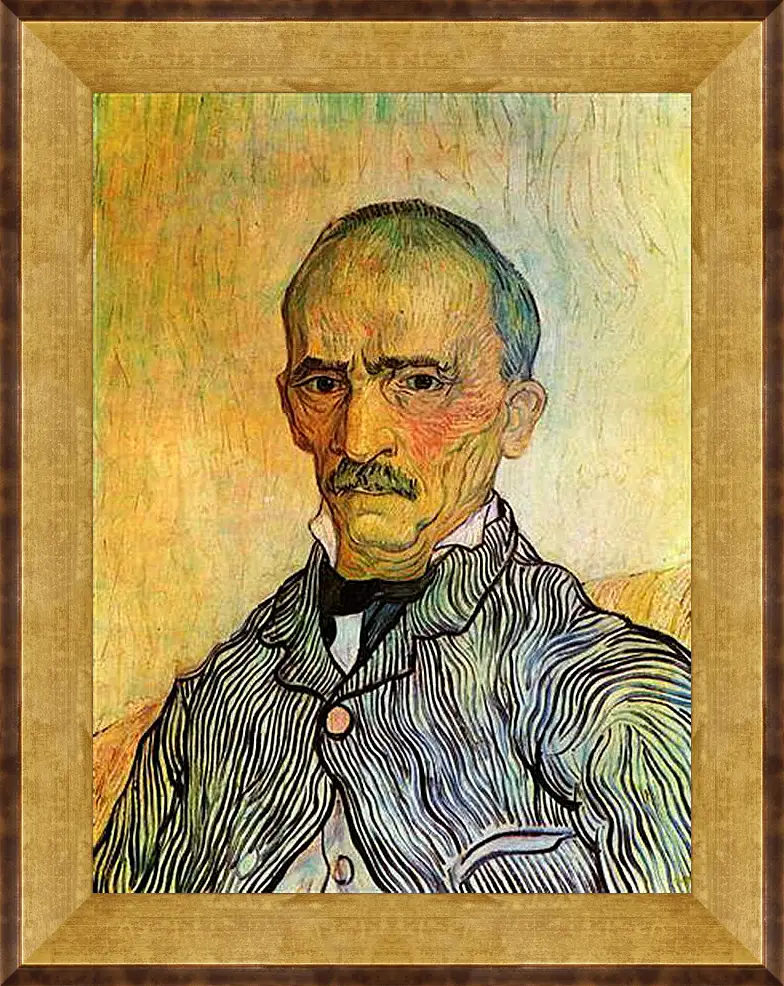 Картина в раме - Portrait of Trabuc, an Attendant at Saint-Paul Hospital. Винсент Ван Гог