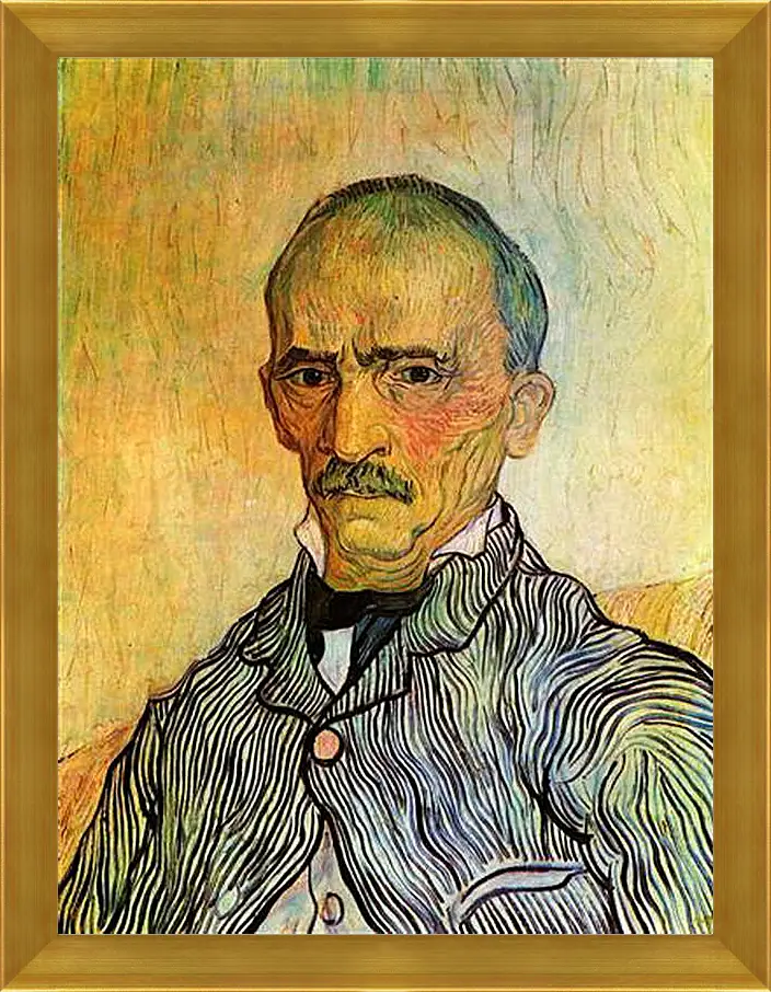 Картина в раме - Portrait of Trabuc, an Attendant at Saint-Paul Hospital. Винсент Ван Гог