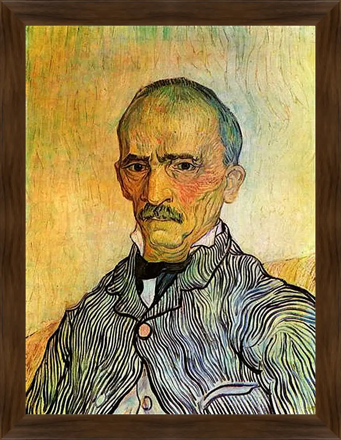 Картина в раме - Portrait of Trabuc, an Attendant at Saint-Paul Hospital. Винсент Ван Гог