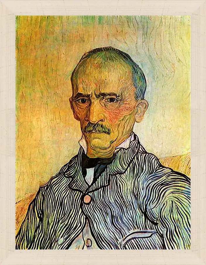 Картина в раме - Portrait of Trabuc, an Attendant at Saint-Paul Hospital. Винсент Ван Гог
