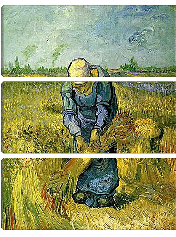 Модульная картина - Peasant Woman Binding Sheaves after Millet. Винсент Ван Гог