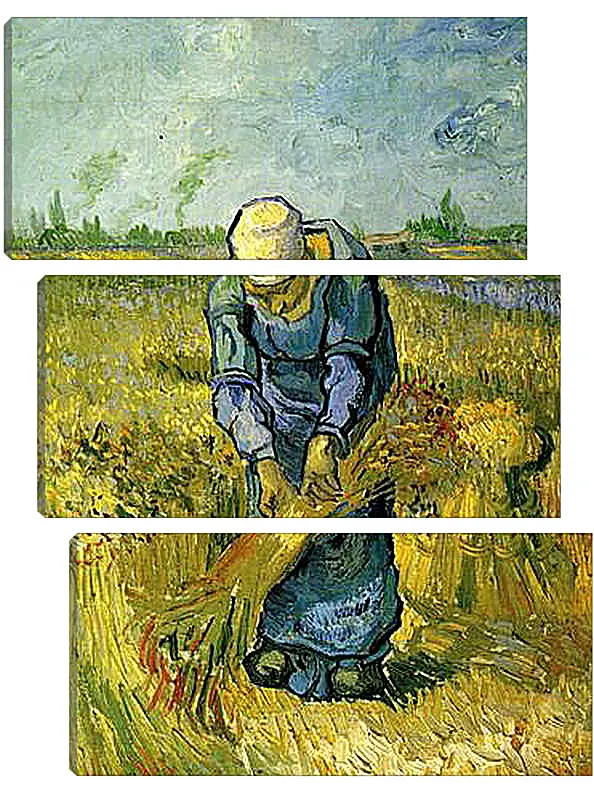 Модульная картина - Peasant Woman Binding Sheaves after Millet. Винсент Ван Гог