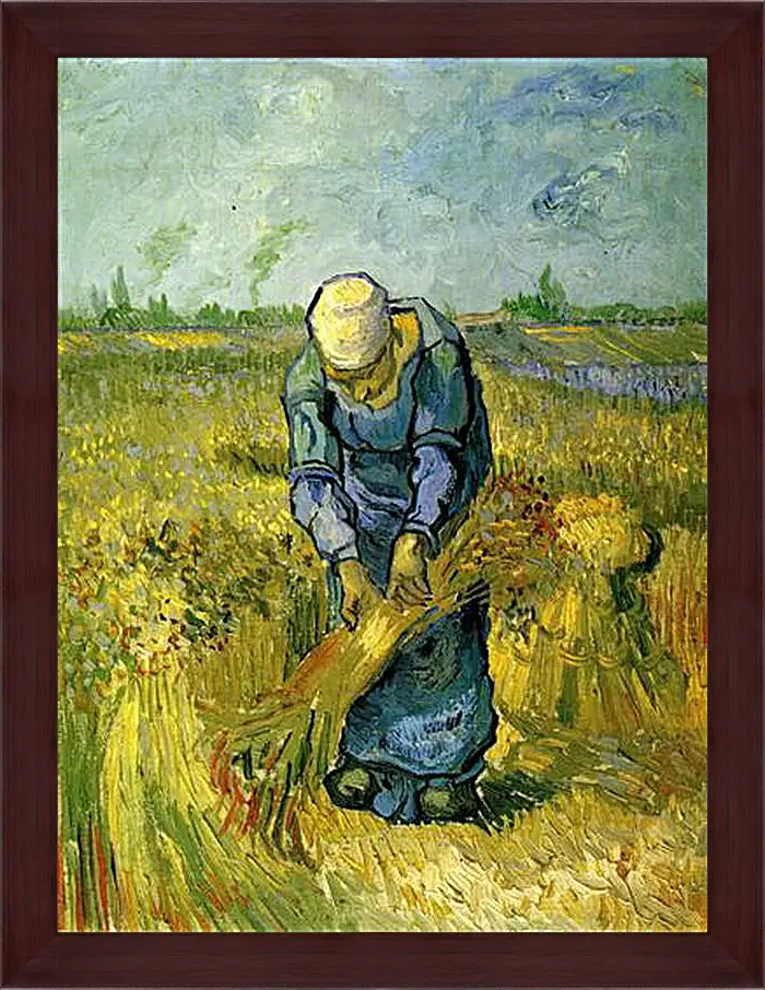 Картина в раме - Peasant Woman Binding Sheaves after Millet. Винсент Ван Гог