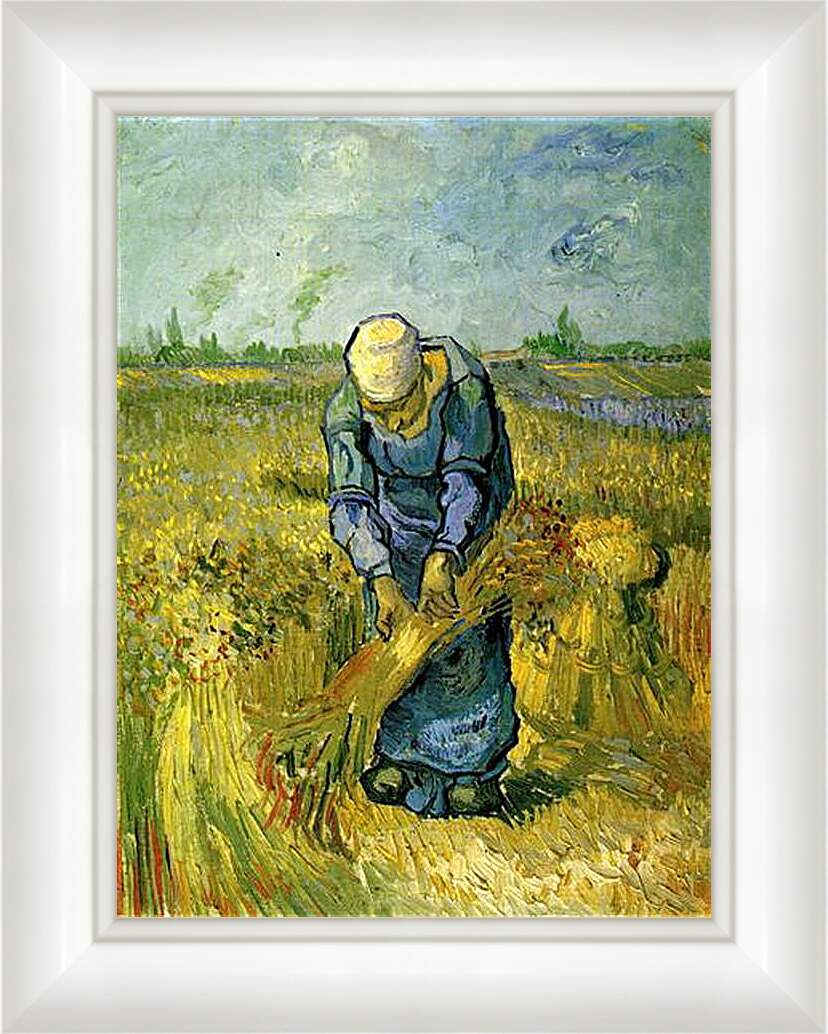 Картина в раме - Peasant Woman Binding Sheaves after Millet. Винсент Ван Гог